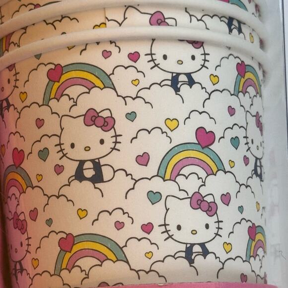 Hello Kitty Sanrio Hot Cups Set of 10 Cups with Lids and Sleeves Rainbow Clouds - Picture 6 of 9